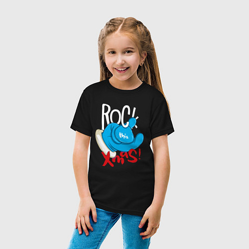 Детская футболка Blue mittens Rock this xmas / Черный – фото 4