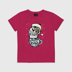 Футболка хлопковая детская X-mas Owl, цвет: маджента