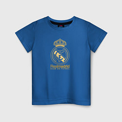 Футболка хлопковая детская Real Madrid gold logo, цвет: синий