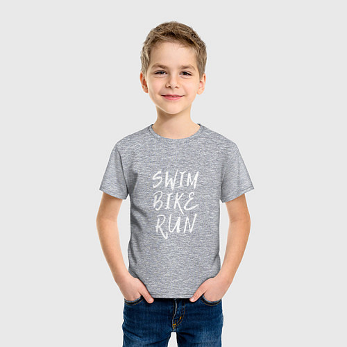 Детская футболка SWIM BIKE RUN / Меланж – фото 3