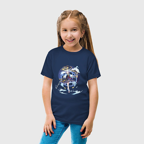 Детская футболка Аяка - Белая цапля / Тёмно-синий – фото 4