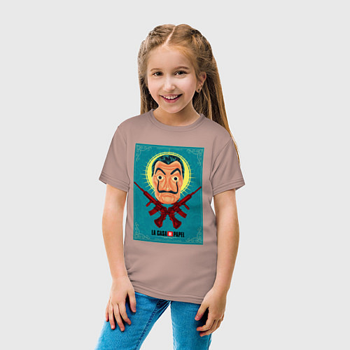 Детская футболка БУМАЖНЫЙ ДОМ ПОСТЕР SALVADOR DALI MASK / Пыльно-розовый – фото 4