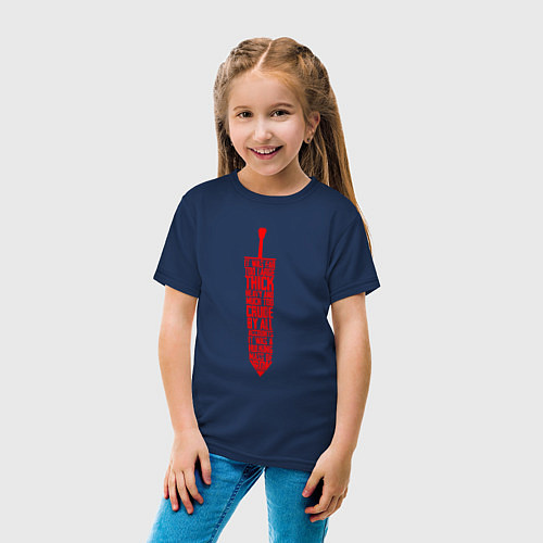 Детская футболка БЕРСЕРК КРАСНЫЙ МЕЧ С НАДПИСЬЮ BERSERK SWORD / Тёмно-синий – фото 4