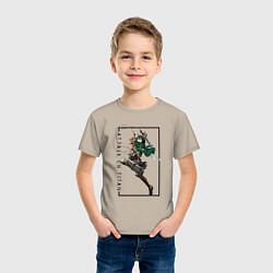 Футболка хлопковая детская Микаса Аккерман Атака на титанов, цвет: миндальный — фото 2