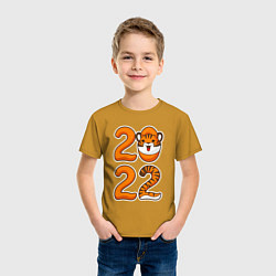 Футболка хлопковая детская Тигр 2022, цвет: горчичный — фото 2