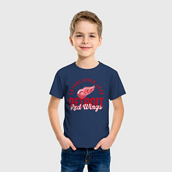 Футболка хлопковая детская Detroit Red Wings Детройт Ред Вингз, цвет: тёмно-синий — фото 2