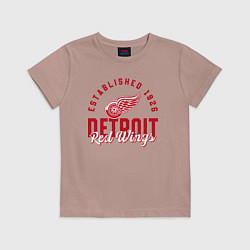 Футболка хлопковая детская Detroit Red Wings Детройт Ред Вингз, цвет: пыльно-розовый