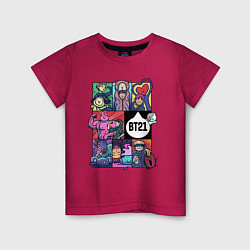 Футболка хлопковая детская BT21 POP-ART, цвет: маджента