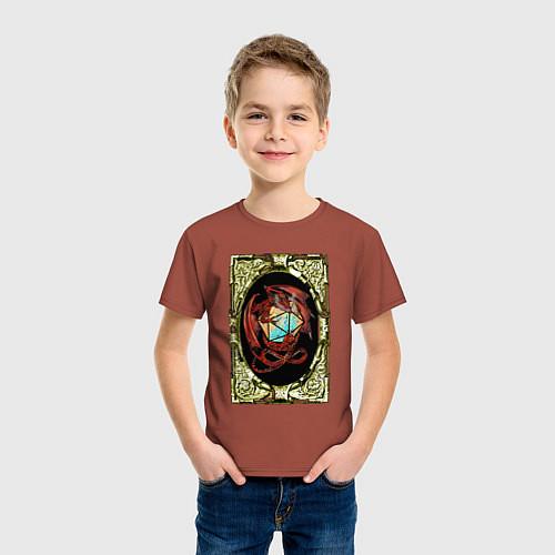 Детская футболка Дракон и D20 / Кирпичный – фото 3