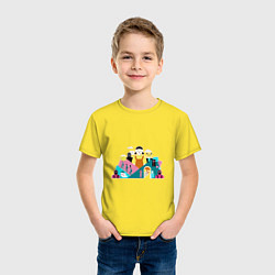 Футболка хлопковая детская Игра в кальмара 2d, цвет: желтый — фото 2