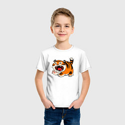 Футболка хлопковая детская Злой рычащий тигр, цвет: белый — фото 2