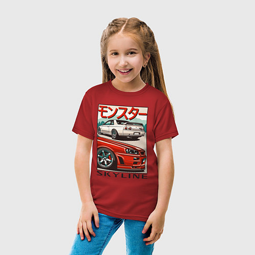 Детская футболка Nissan Skyline Ниссан Скайлайн / Красный – фото 4