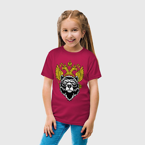 Детская футболка Русский мужественный медведь / Маджента – фото 4
