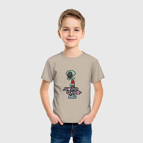 Детская футболка Кальмар - Сквидварт / Миндальный – фото 3