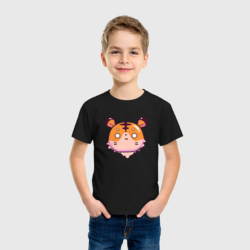 Детская футболка Завороженный тигр / Черный – фото 3