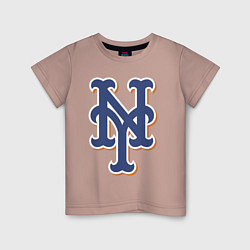 Футболка хлопковая детская New York Mets - baseball team, цвет: пыльно-розовый