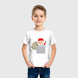 Футболка хлопковая детская Дед Мороз в трубе, цвет: белый — фото 2