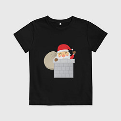 Футболка хлопковая детская Дед Мороз в трубе, цвет: черный