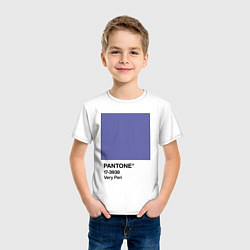 Футболка хлопковая детская Цвет Pantone 2022 года - Very Peri, цвет: белый — фото 2