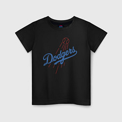 Футболка хлопковая детская Los Angeles Dodgers baseball, цвет: черный