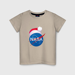Футболка хлопковая детская NASA NEW YEAR 2022, цвет: миндальный