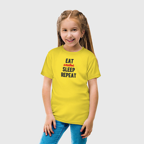 Детская футболка Eat оливье Sleep Repeat / Желтый – фото 4