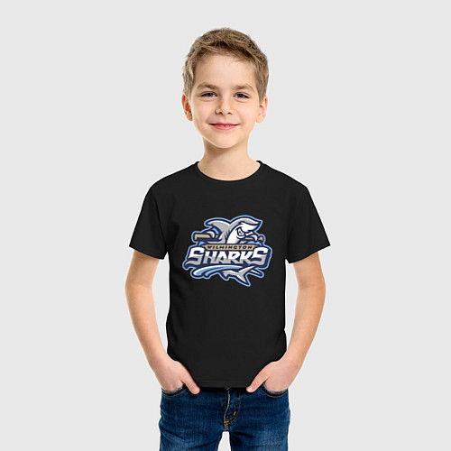 Детская футболка Wilmington sharks -baseball team / Черный – фото 3