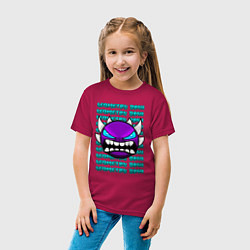 Футболка хлопковая детская GEOMETRY DASH ФИОЛЕТОВЫЙ ДЕМОН ГЕОМЕТРИЯ, цвет: маджента — фото 2