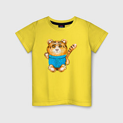 Футболка хлопковая детская Плюшевый тигренок, цвет: желтый