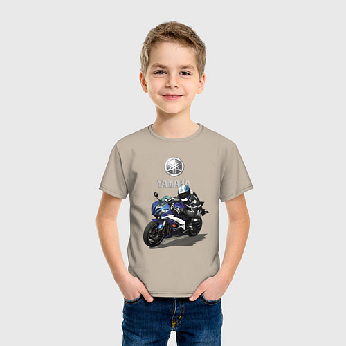 Детская футболка YAMAHA - legendary racing team! / Миндальный – фото 3
