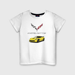 Футболка хлопковая детская Chevrolet Corvette motorsport, цвет: белый