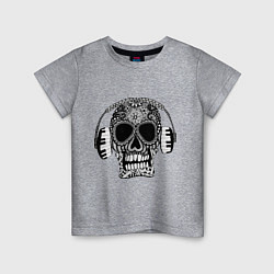 Футболка хлопковая детская Musical skull, цвет: меланж