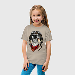 Футболка хлопковая детская Biker dog, цвет: миндальный — фото 2