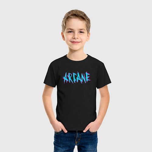 Детская футболка ARCANE LEAGUE OF LEGENDS NEON LOGO / Черный – фото 3