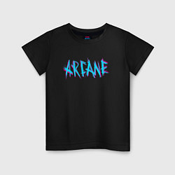 Футболка хлопковая детская ARCANE LEAGUE OF LEGENDS NEON LOGO, цвет: черный