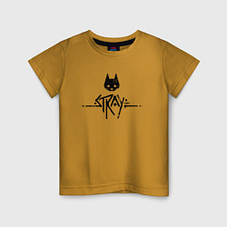 Футболка хлопковая детская Stray: Black Logo, цвет: горчичный