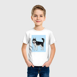 Футболка хлопковая детская Сибирский хаски собака, цвет: белый — фото 2