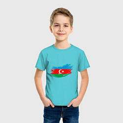 Футболка хлопковая детская Флаг - Азербайджан, цвет: бирюзовый — фото 2