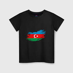 Футболка хлопковая детская Флаг - Азербайджан, цвет: черный