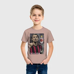 Футболка хлопковая детская Paolo Cesare Maldini - Milan, captain, цвет: пыльно-розовый — фото 2