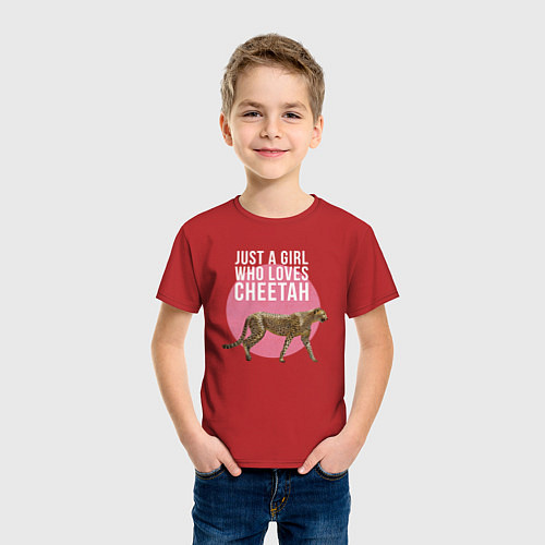 Детская футболка Гепард Just A Girl Who Loves Cheetah / Красный – фото 3