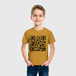 Футболка хлопковая детская Хочу в тайгу - QR code, цвет: горчичный — фото 2