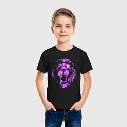 Футболка хлопковая детская Neon vanguard lion, цвет: черный — фото 2
