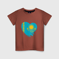 Футболка хлопковая детская Сердце - Казахстан, цвет: кирпичный
