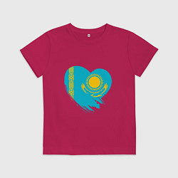 Футболка хлопковая детская Сердце - Казахстан, цвет: маджента