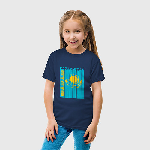 Детская футболка Kazakhstan - Казахстан / Тёмно-синий – фото 4