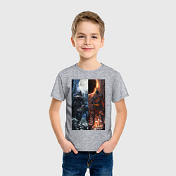 Футболка хлопковая детская Dark Souls x Bloodborne Дарк Соулс, цвет: меланж — фото 2