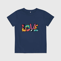 Футболка хлопковая детская Love pop-art, цвет: тёмно-синий