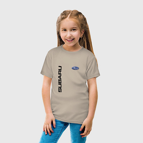 Детская футболка SUBARU авто супер / Миндальный – фото 4