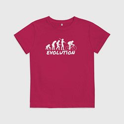 Футболка хлопковая детская Эволюция велосипедиста, цвет: маджента
